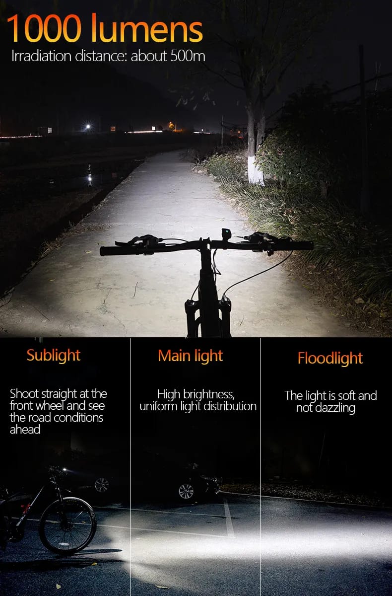 Helius BC21 IP65 Waterproof 1000 Lumens USB Rechargeable Led Bicycle Front Light
