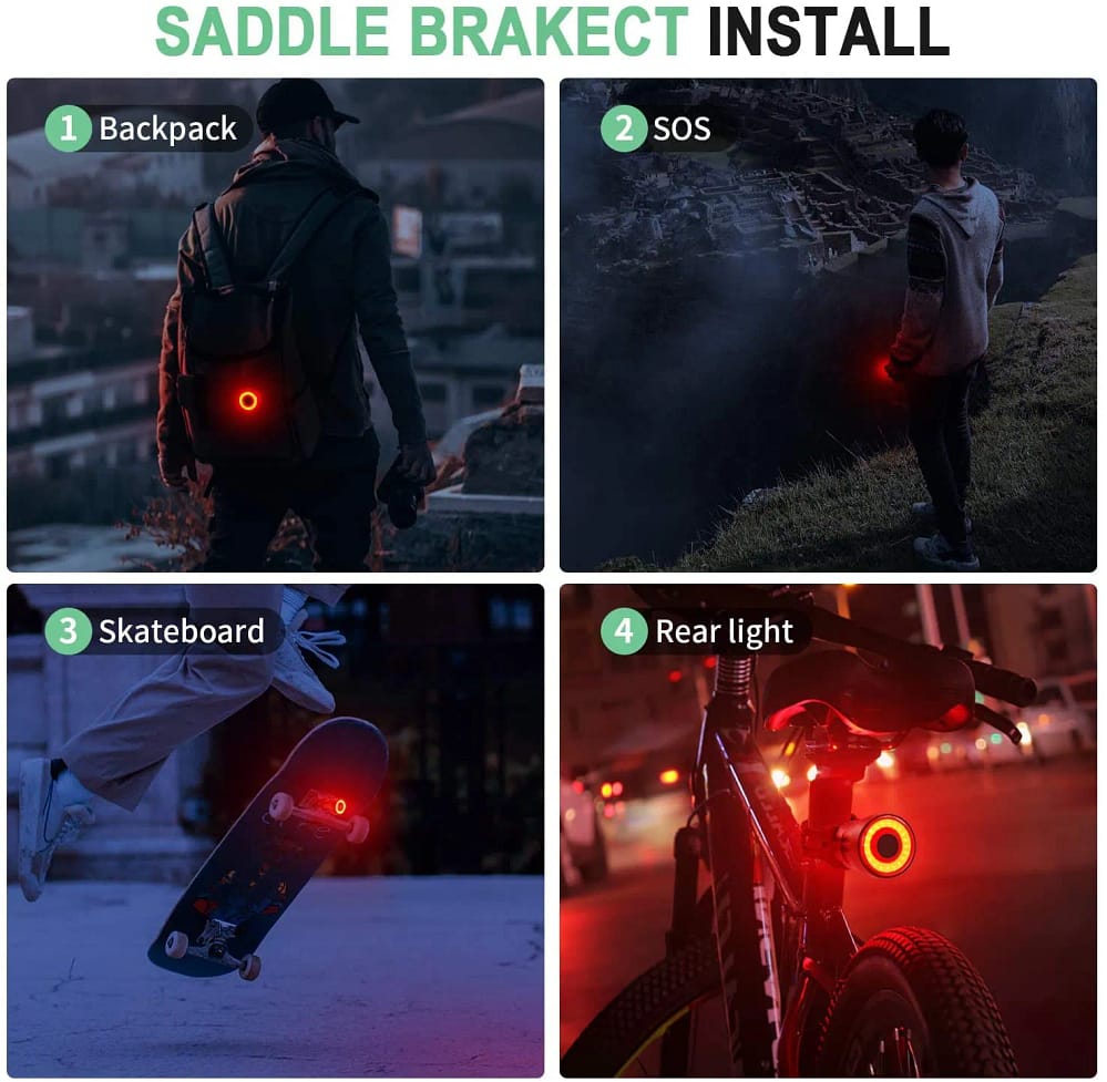 Helius T02 Bicycle Smart Brake Sensing Light Rechargable Bicycle Rear Light